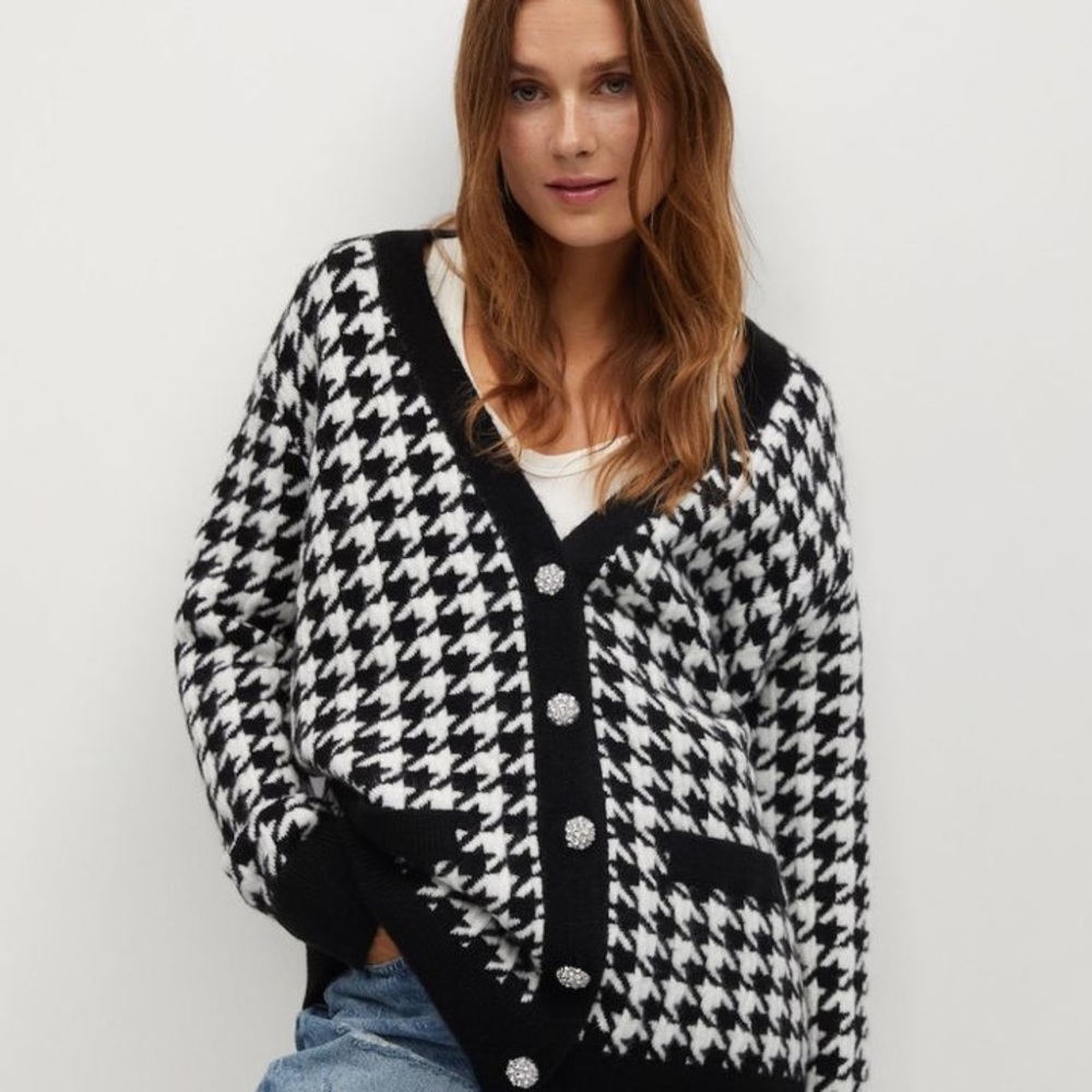 Houndstooth Cardigan Sweater